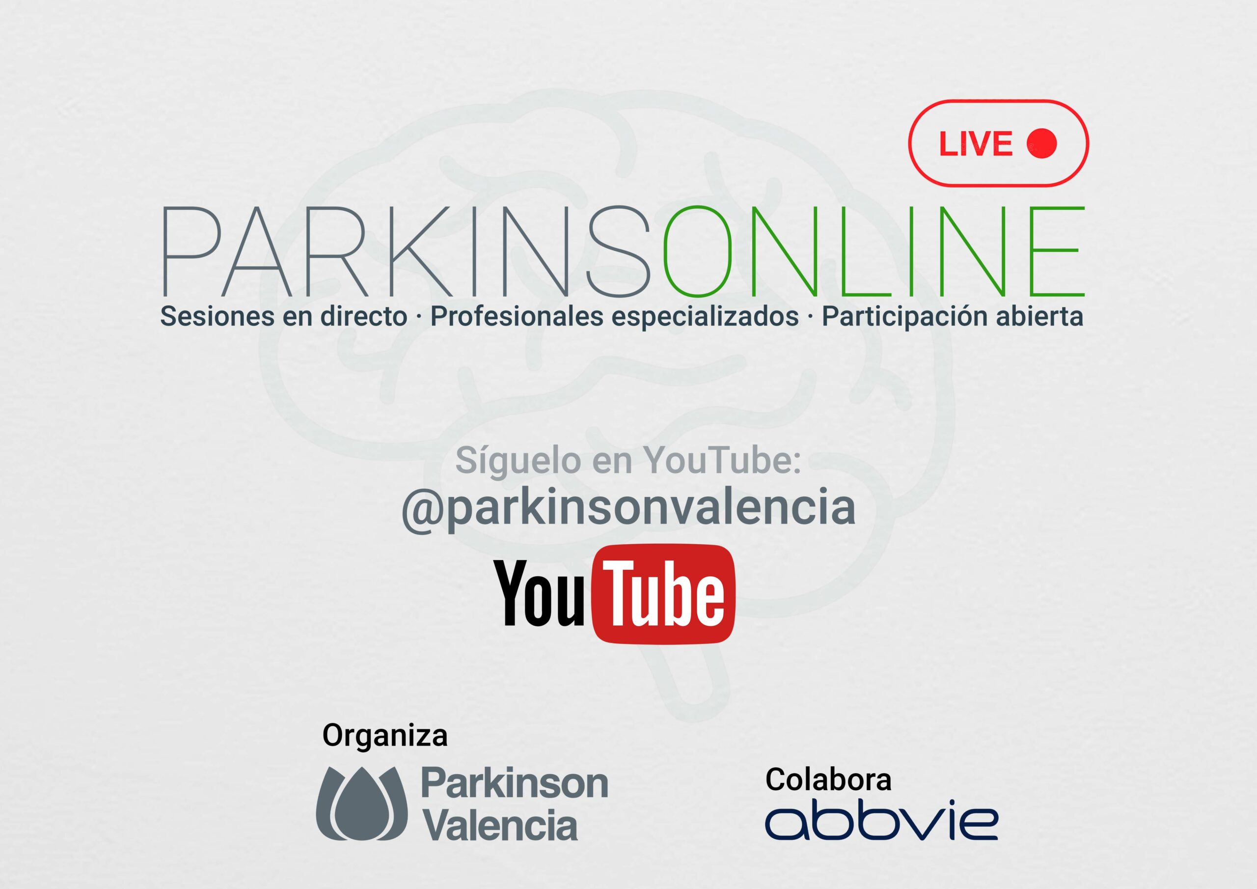 Cartel promocional del ciclo ParkinsOnline de Parkinson Valencia